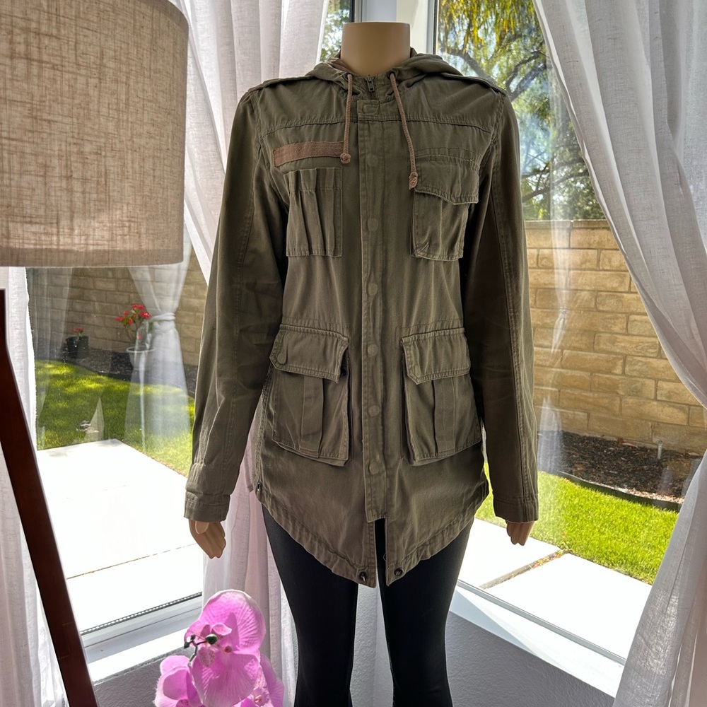 Kill City For Co Op Womens Full Zip Snap Anorak Hooded Jacket Green Size Medium